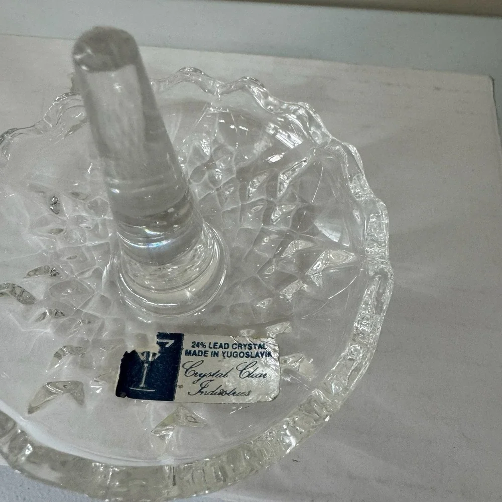 Forever Crystal Ring Holder 24% Full Lead Crystal Made In Yugoslavia